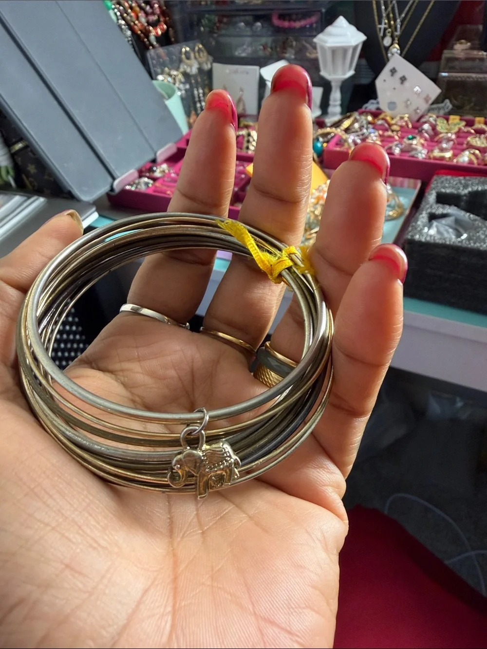 Elephant set of gold &Silver-Tone Charm Bangle Set - Women Jewelry